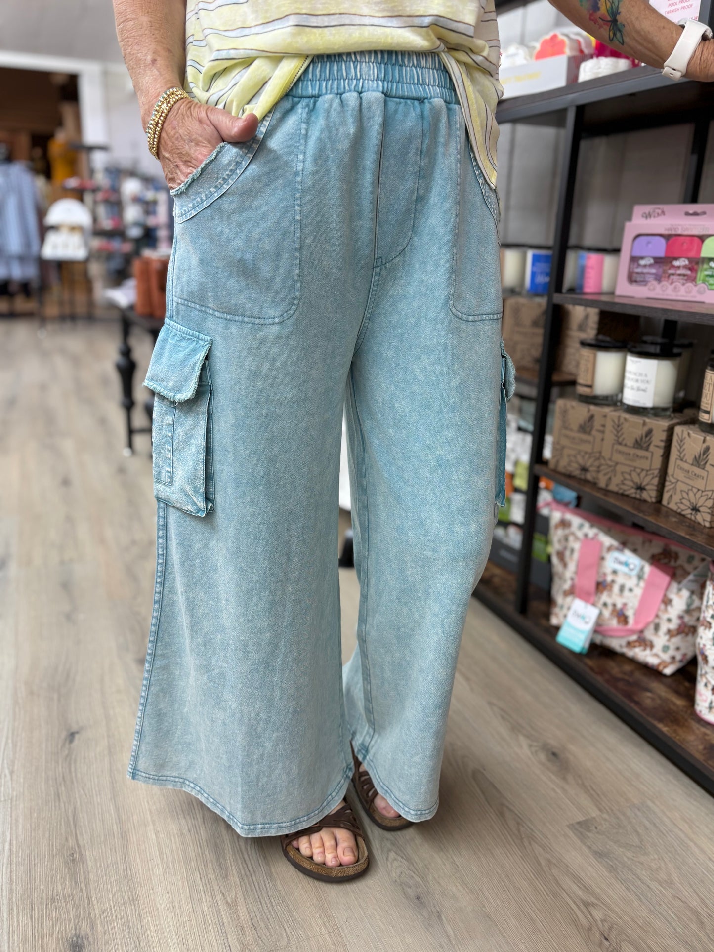 Faded Teal Mineral Washed Bottoms