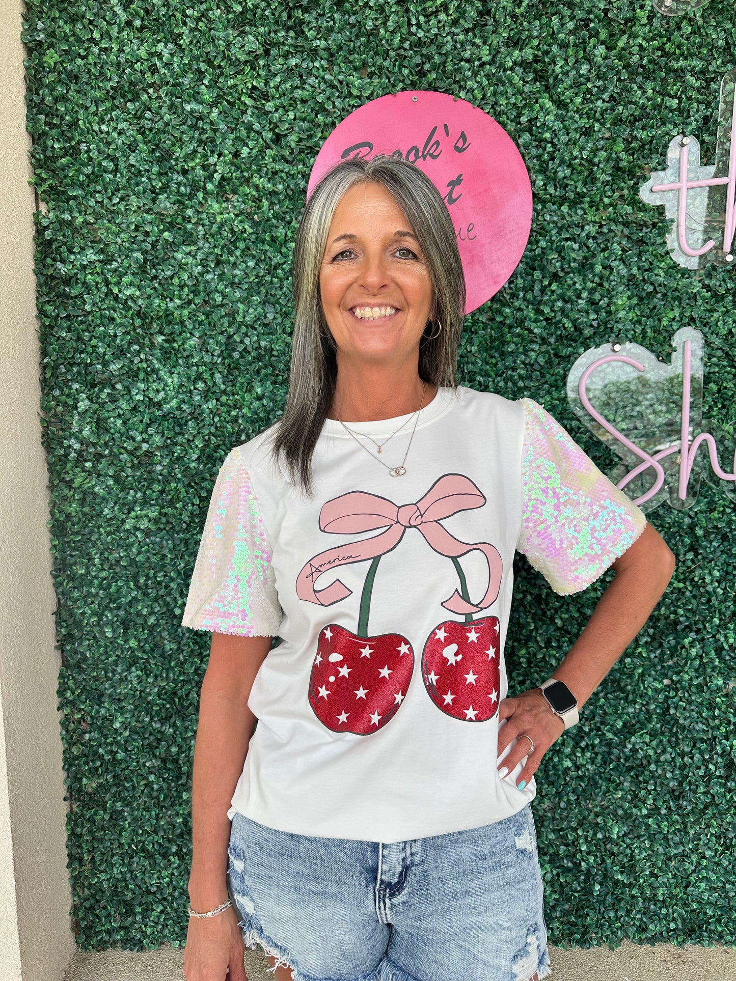 American Cherry Sequin Top