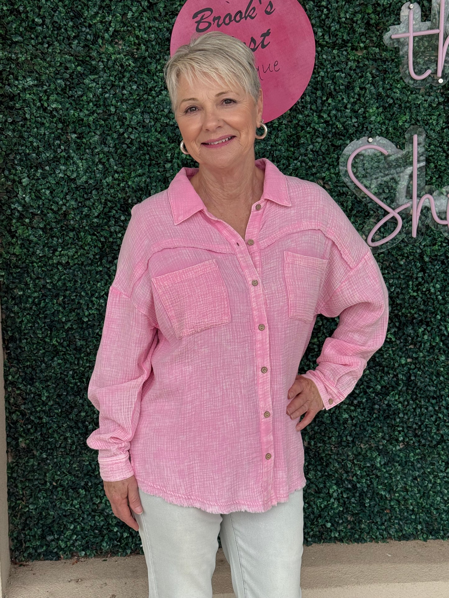 Pink Gauze Top