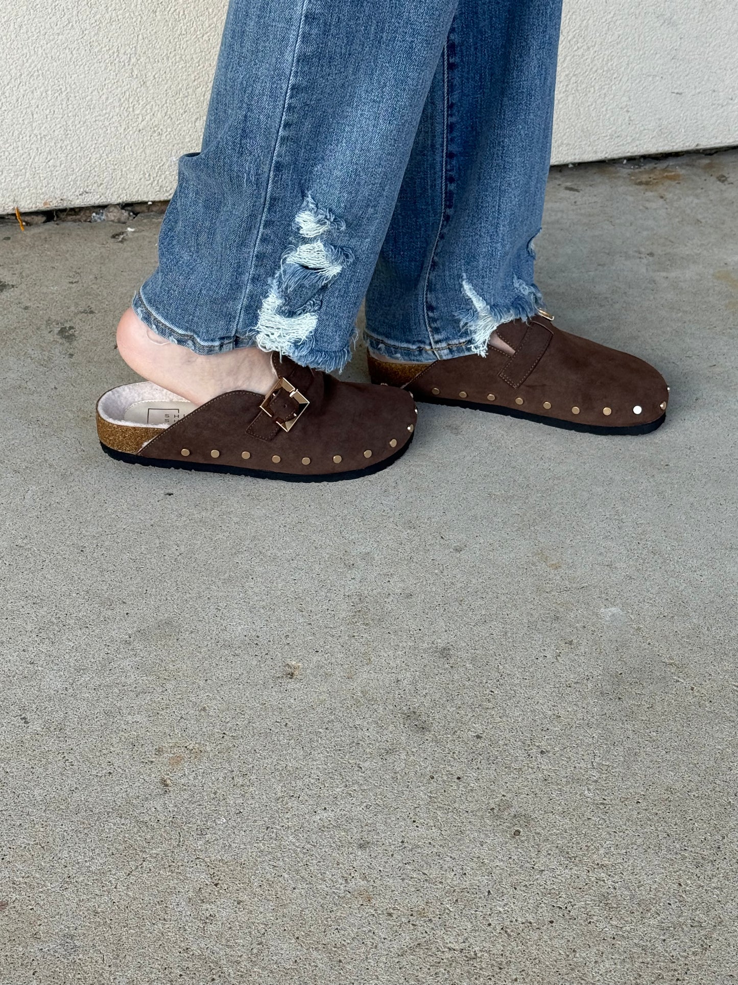 Brown Studded Potato Shoes