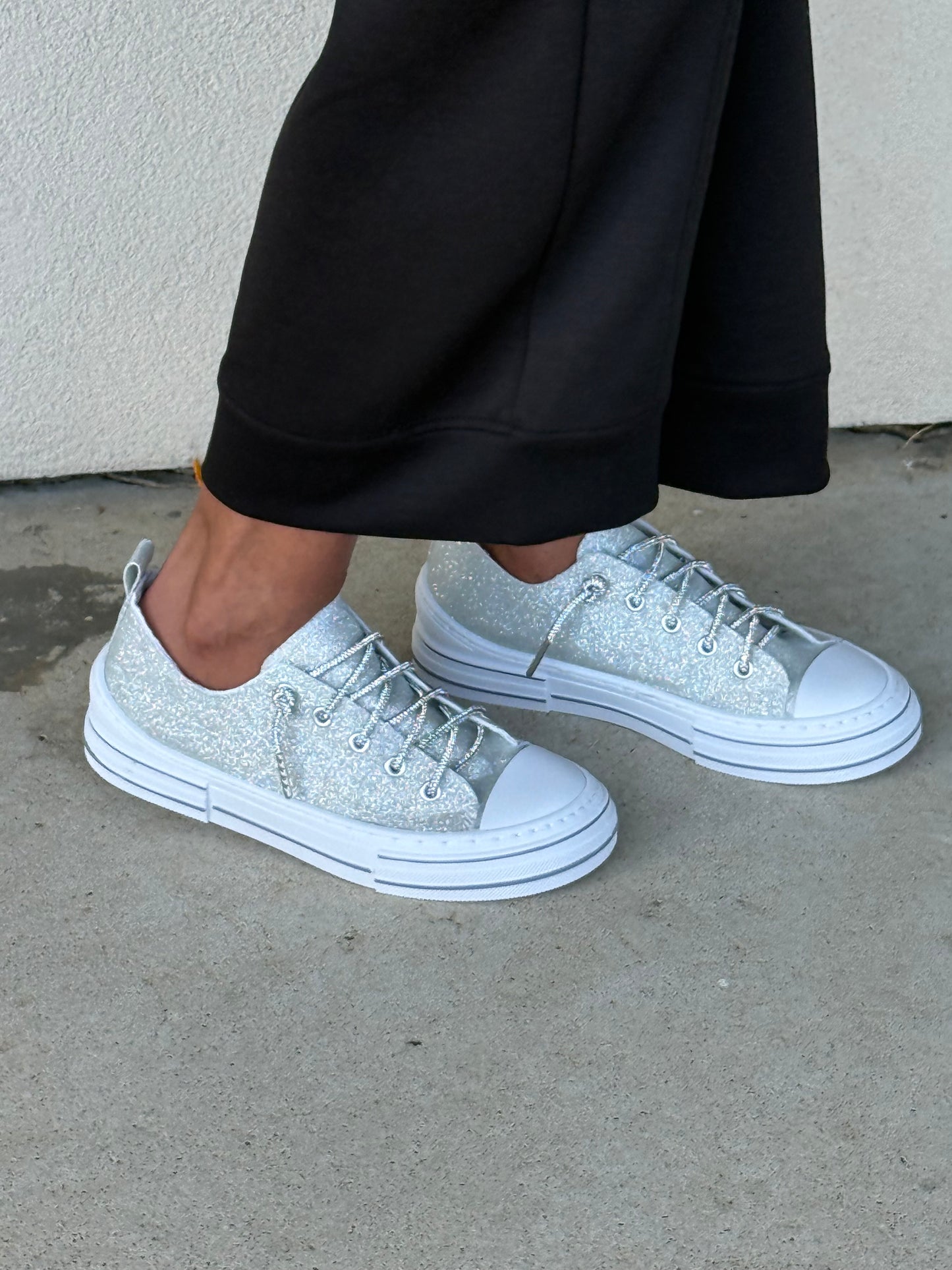 Aman Silver Glitter Shoes