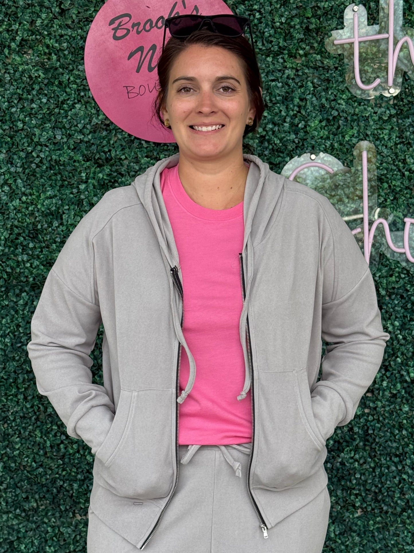 Stone Grey Zip Up Hoodie