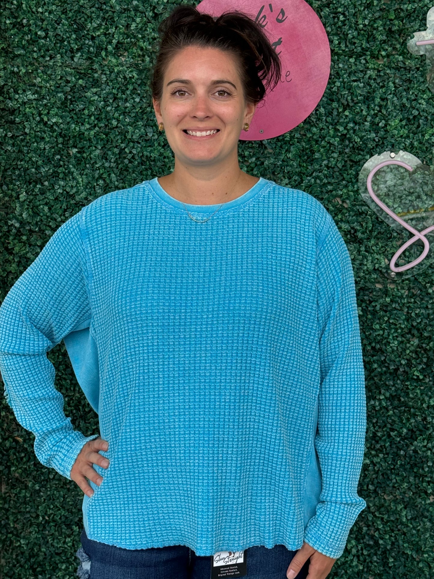 English Blue Waffle Top