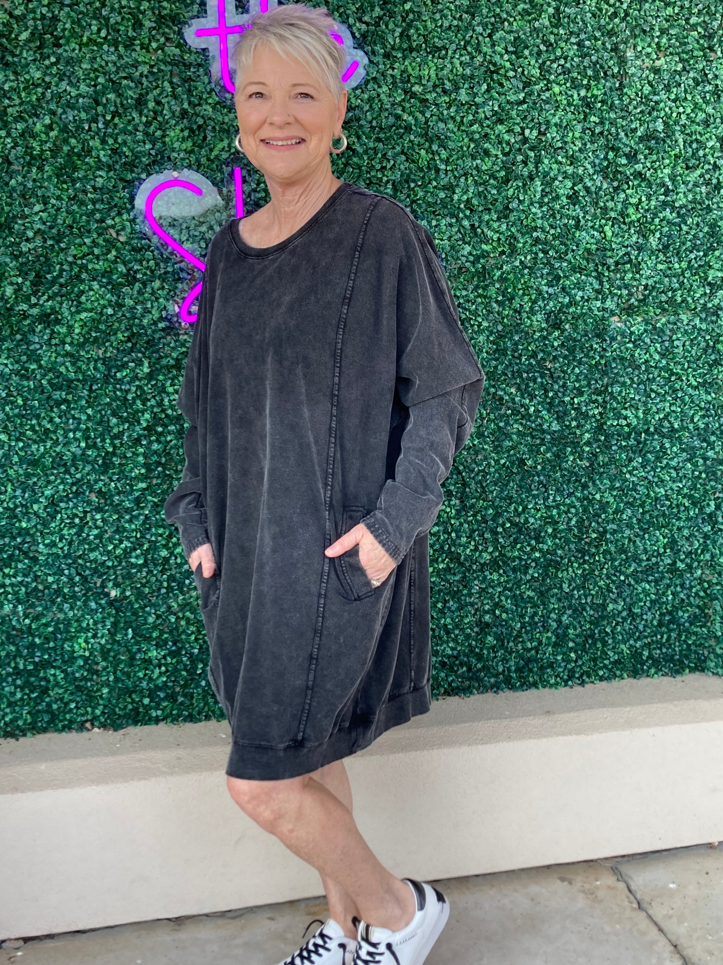 Black Mineral Washed Dress