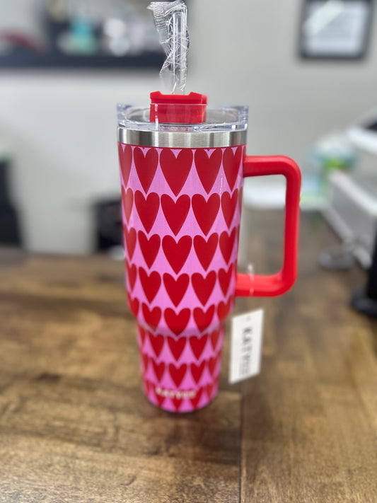 Valentine’s Girly Red Hearts 40oz Tumbler