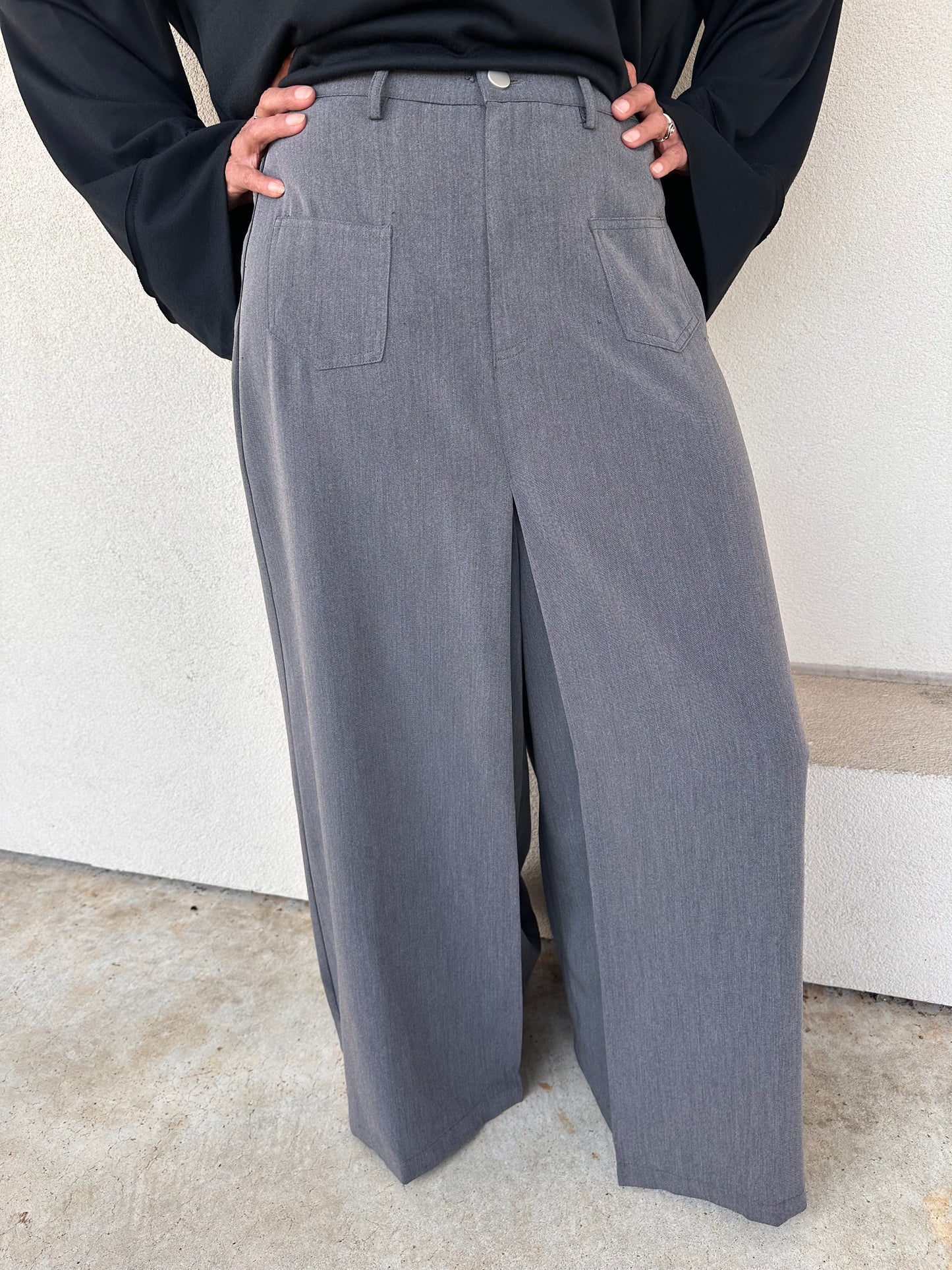 Charcoal Wide Leg Slacks