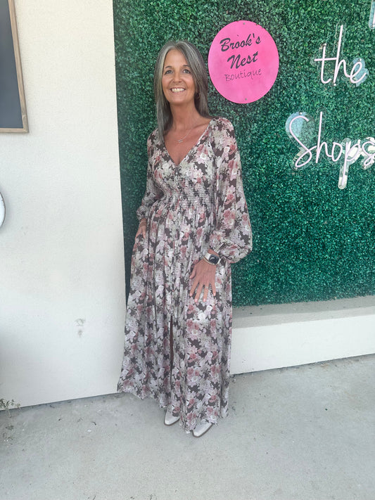 Mocha Floral Dress