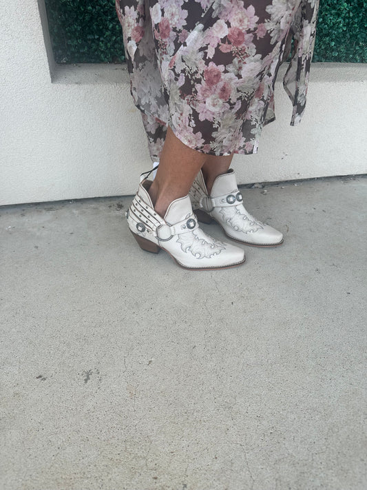 Myra White Ember Leather Booties