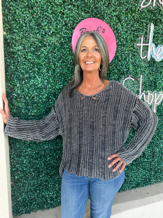 Black Distressed Sweater