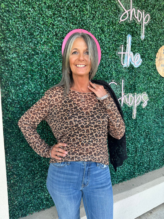 Leopard Mesh Top