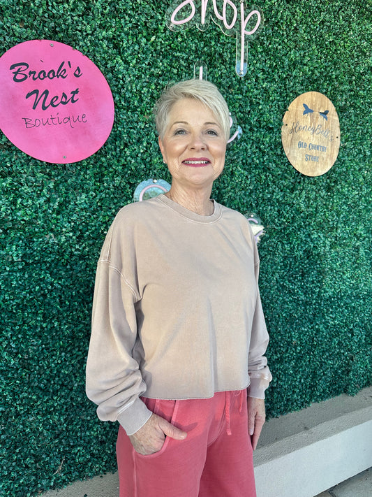 The Cropped Taupe Sweatshirt