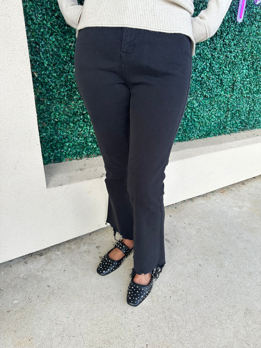 Mica Black HR Crop Flare Jeans