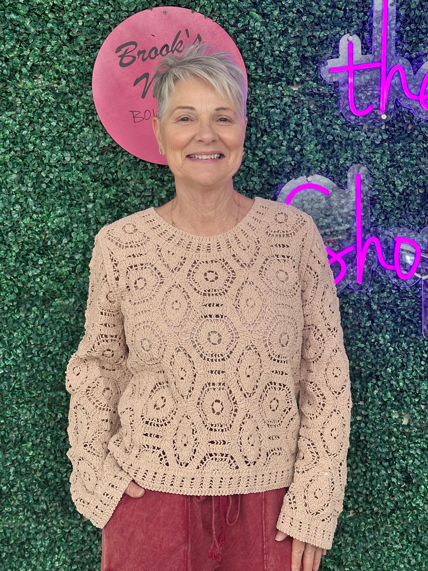 Mocha Crochet Sweater