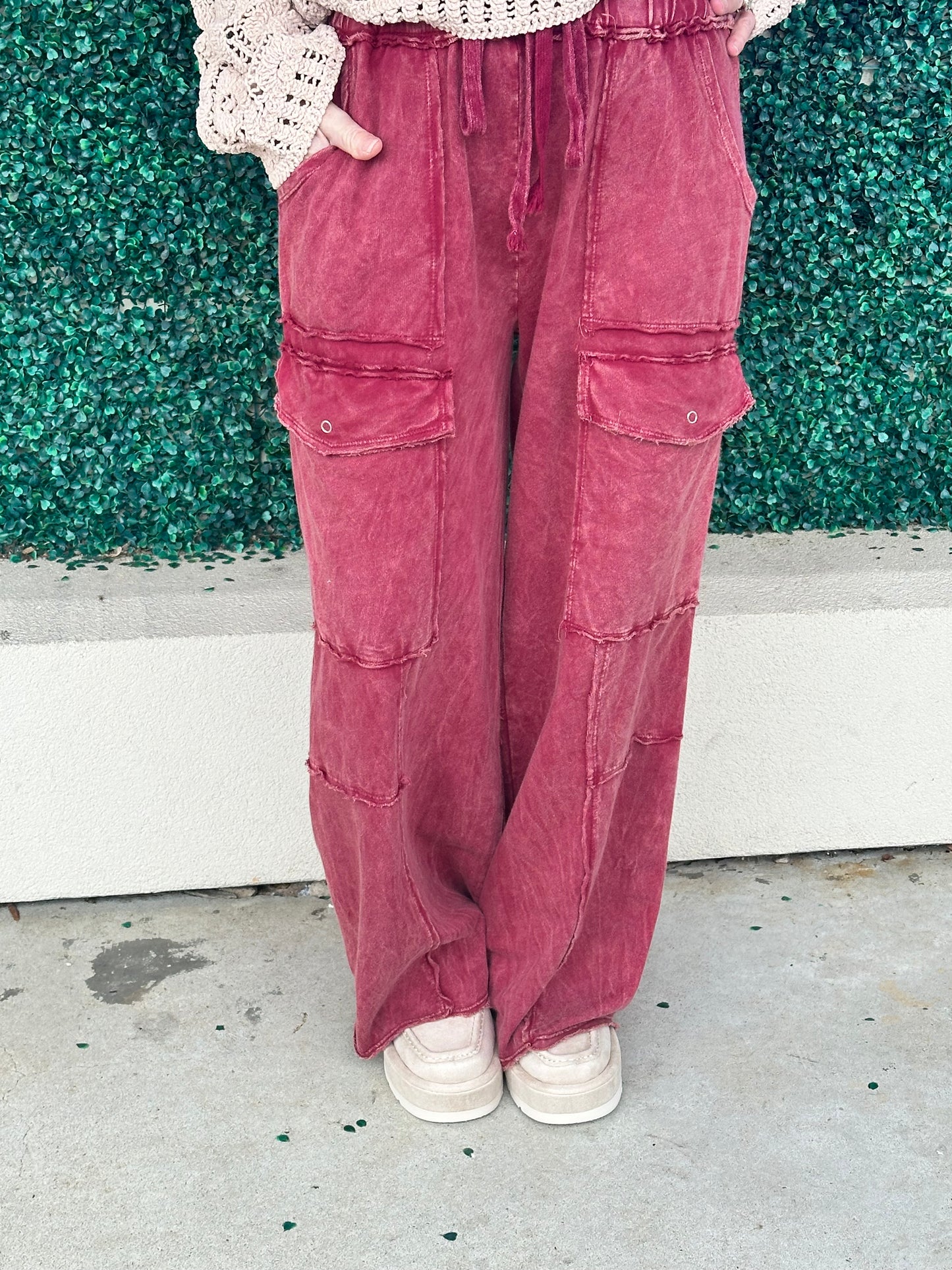 Burgundy Mineral Washed Bottoms