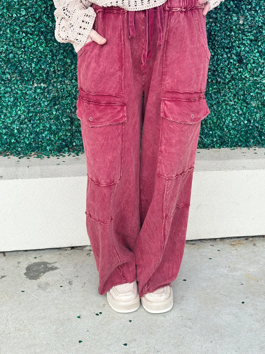 Burgundy Mineral Washed Bottoms