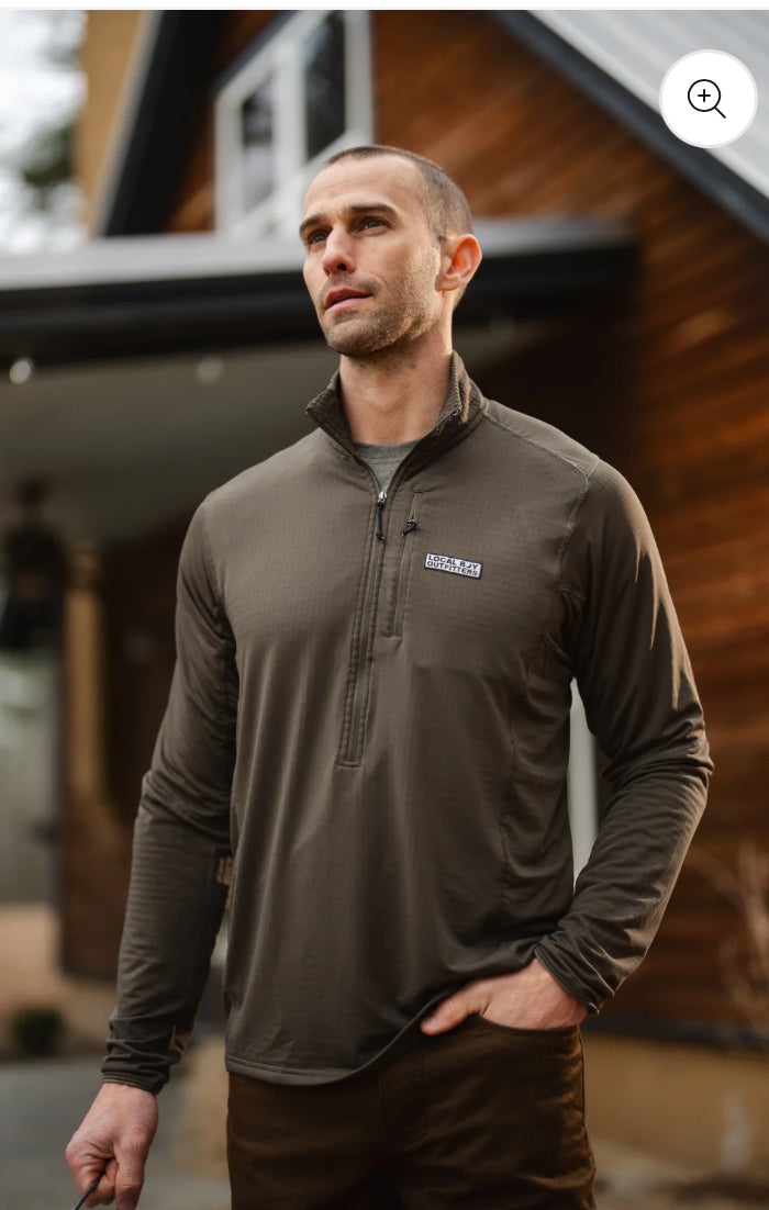 Local Boy Olive Waffle Half Zip