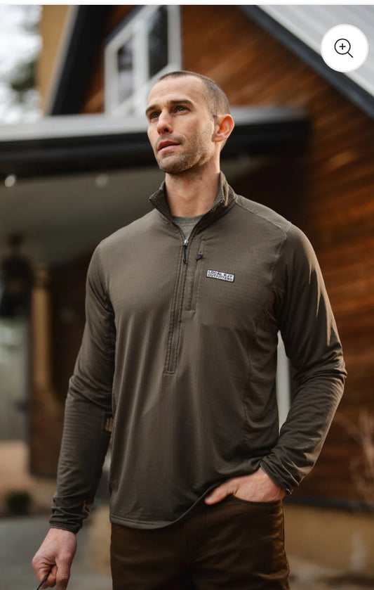 Local Boy Olive Waffle Half Zip