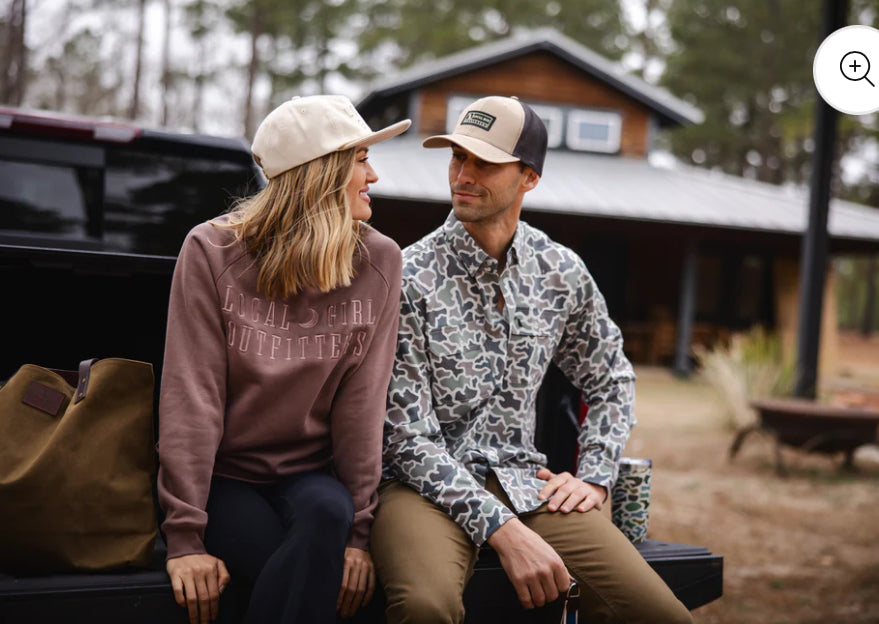 Local Boy Dog & Moon Camo Button Up