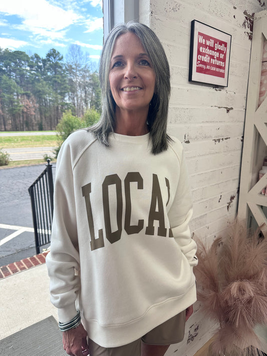Local Girl Ivory Crescent Crew Sweatshirt