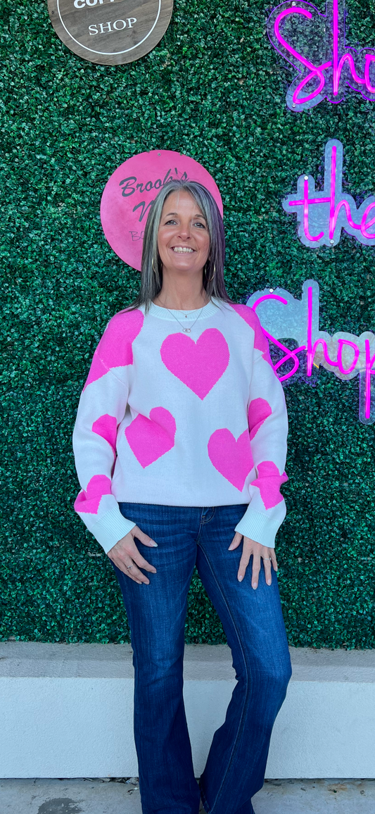 All Pink Hearts Sweater