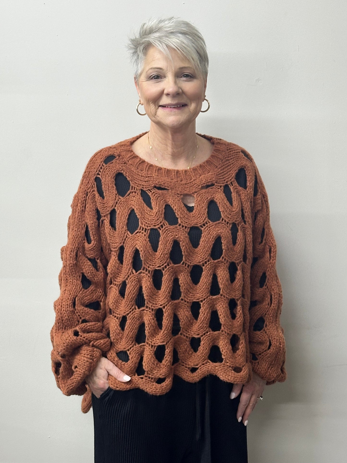 Terracotta Open Knit Sweater