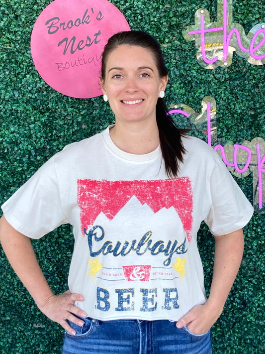 Cowboys & Beer Cropped Tee