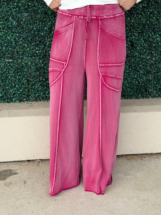 Raspberry Monkey Washed Bottoms