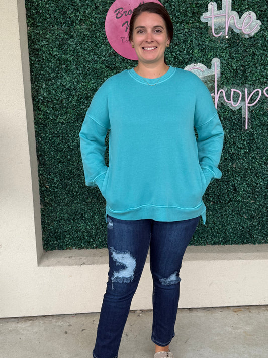 Zenana Turquoise Sweatshirt