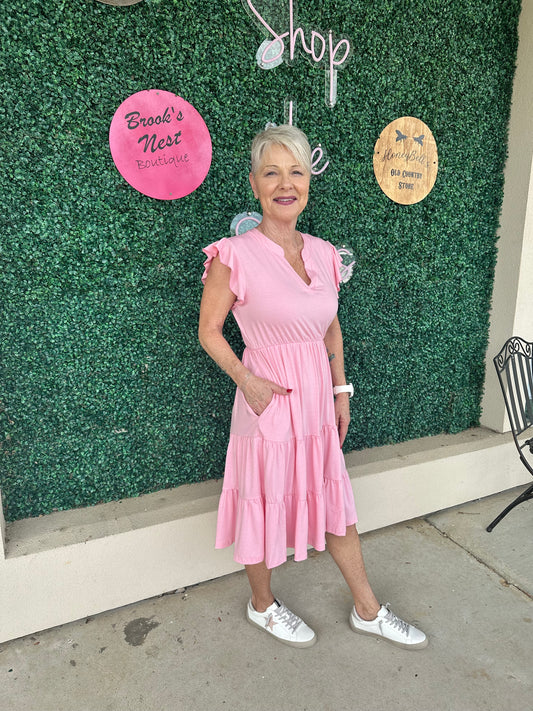 Baby Pink Tiered Dress
