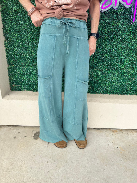 Teal Mineral Washed Bottoms